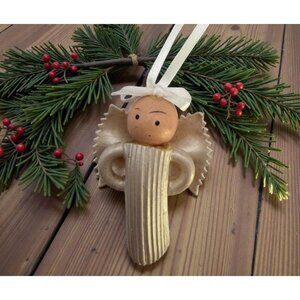 Vintage Christmas Angel Tree Ornament Handmade Pasta Noodles Holiday Decoration